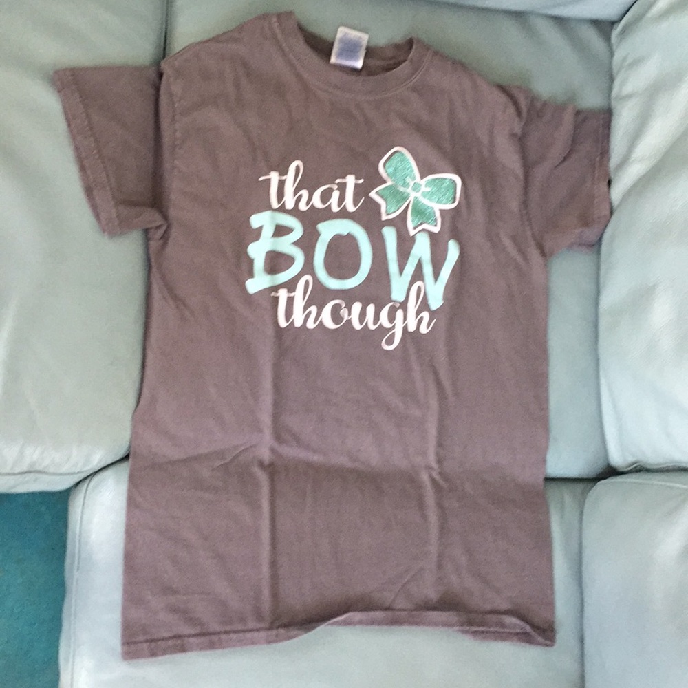 Gray “That Bow though” cheerleader inspired shirt.